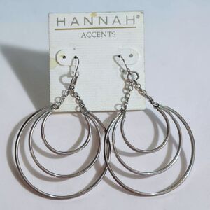 Silver Triple Hoop Dangle Earrings Hannah Accents Statement Boho Minimalist